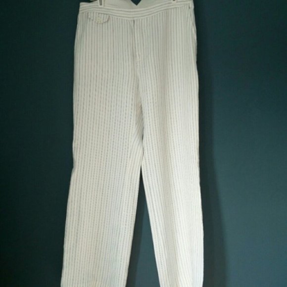 Gap White Pinstripe Linen Trouser pants - Picture 7 of 14